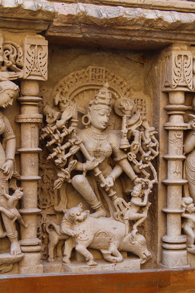 Sculpture of Mother Durga killing Mahisasur